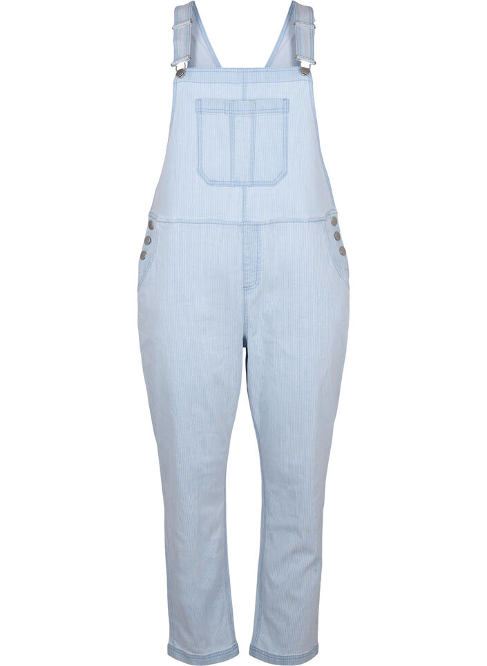  Salopette en jean ray&eacute;e, Bleu Clair, Packshot image number 0