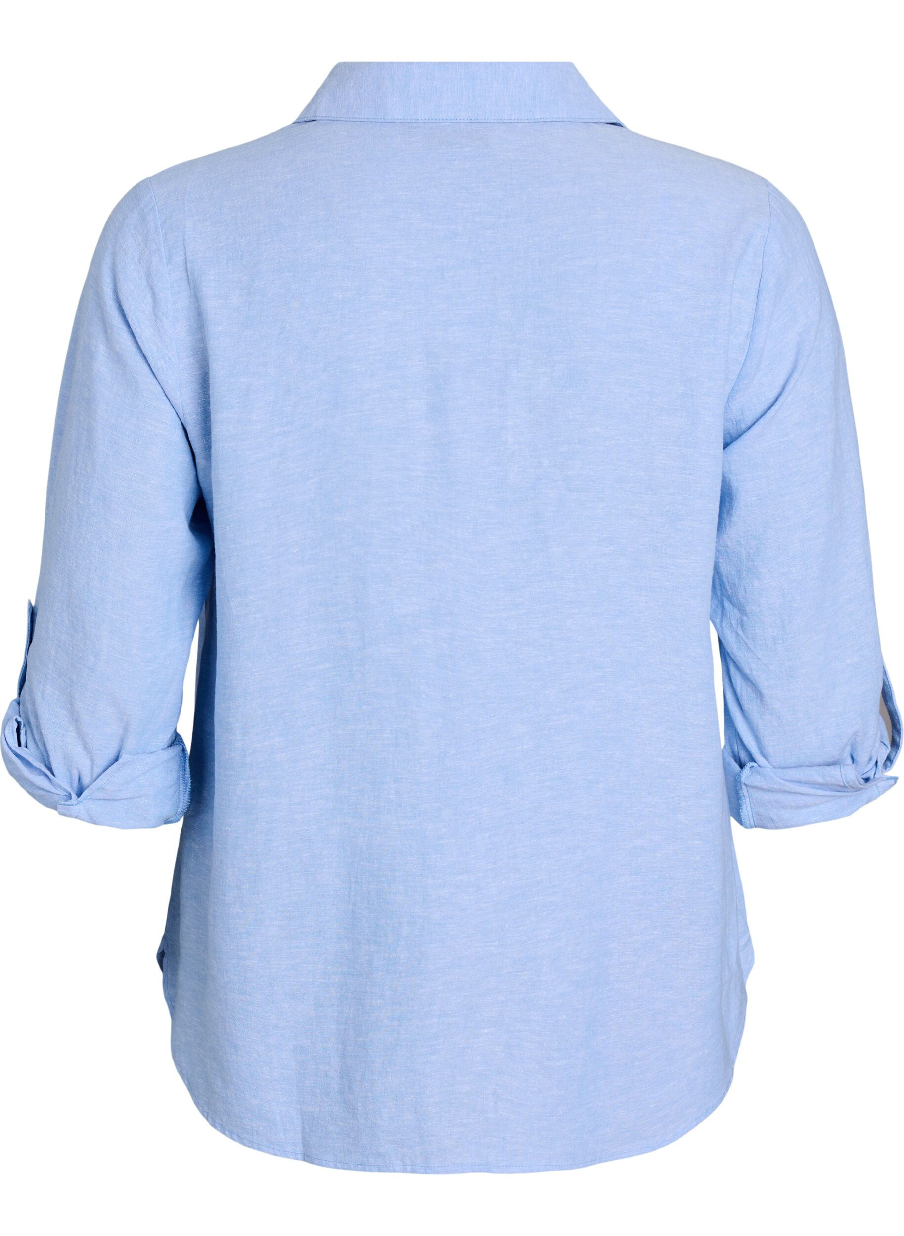 ZizziChemise en lin et viscose avec manches 3/4, Bleu, Packshot image number 1