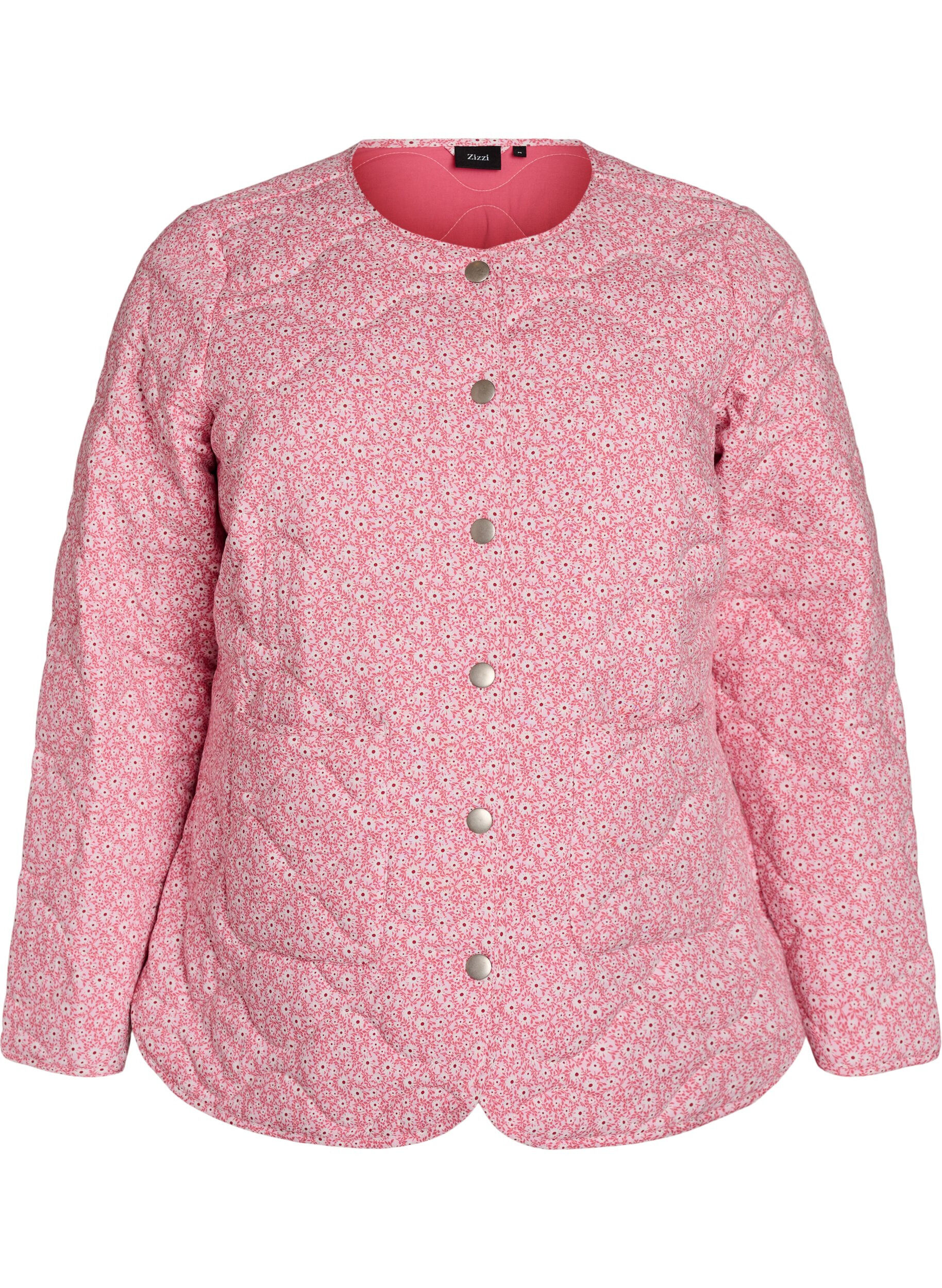 Zizzi Veste matelass&eacute;e l&eacute;g&egrave;re &agrave; imprim&eacute; floral, Rose, Packshot image number 0