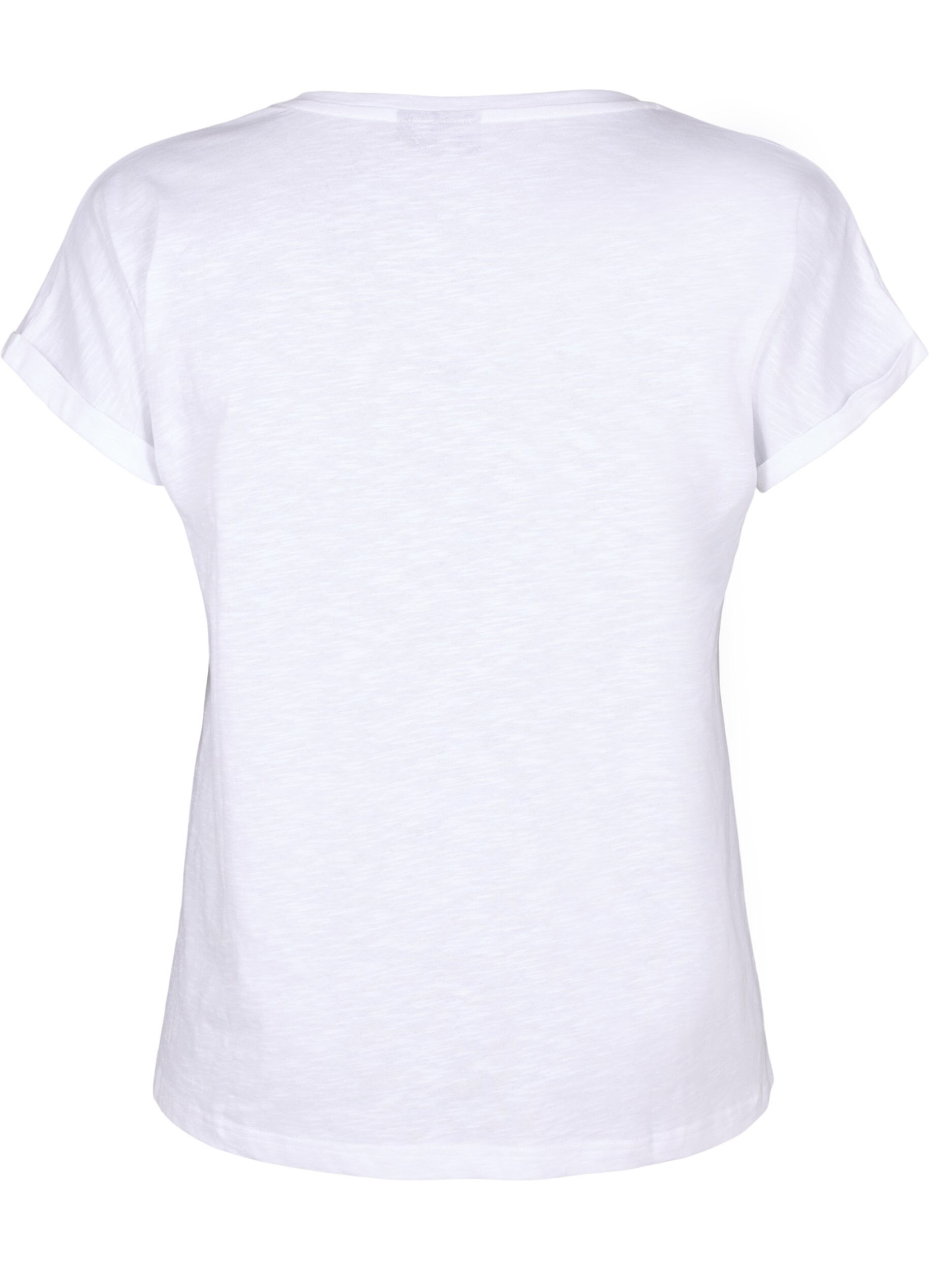 Zizzi T-shirt imprim&eacute; en coton biologique, B. White Black Print, Packshot image number 1