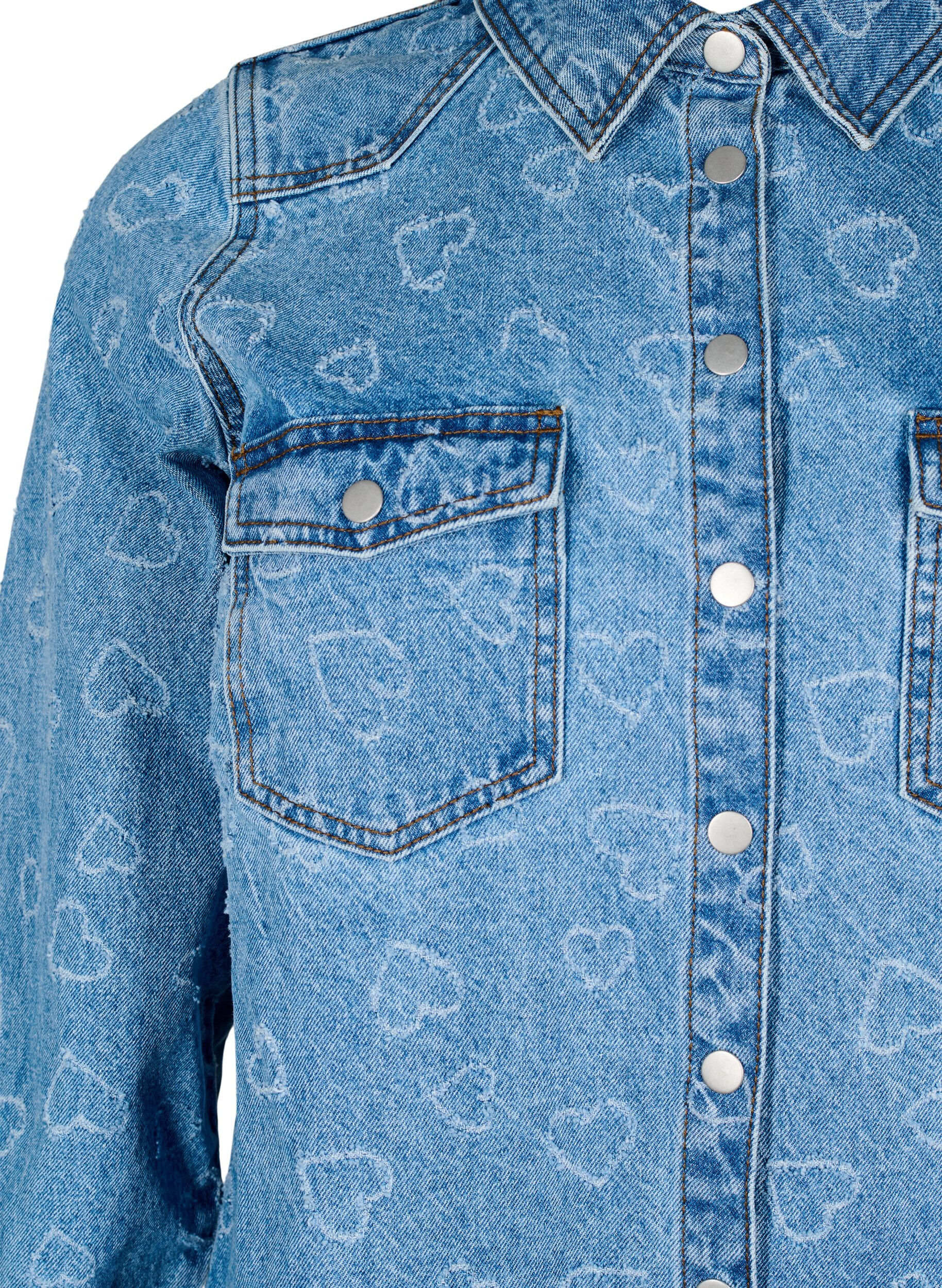 Zizzi Robe en jean &agrave; motif c&oelig;urs, Bleu, Packshot image number 2