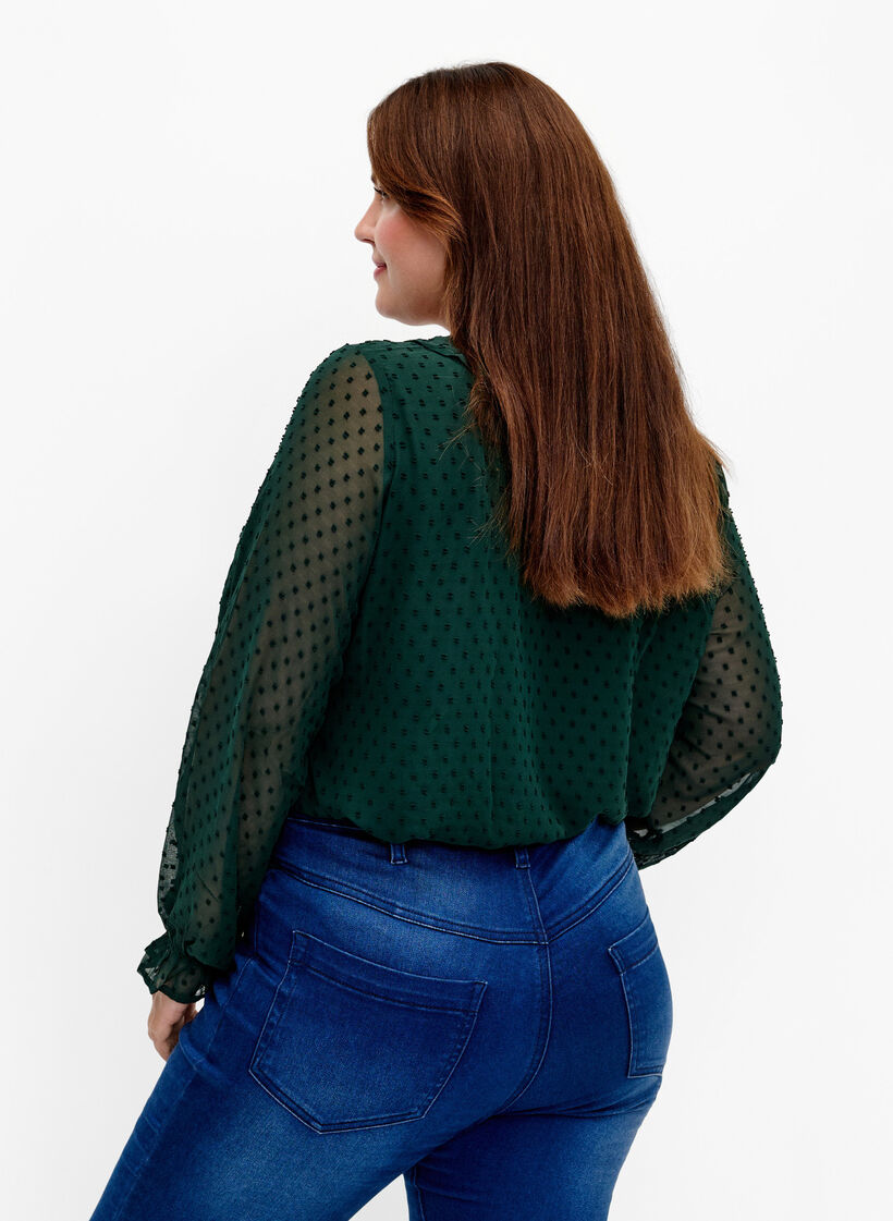 Blouse avec volants et texture en pointillés, Scarab, Model image number 1