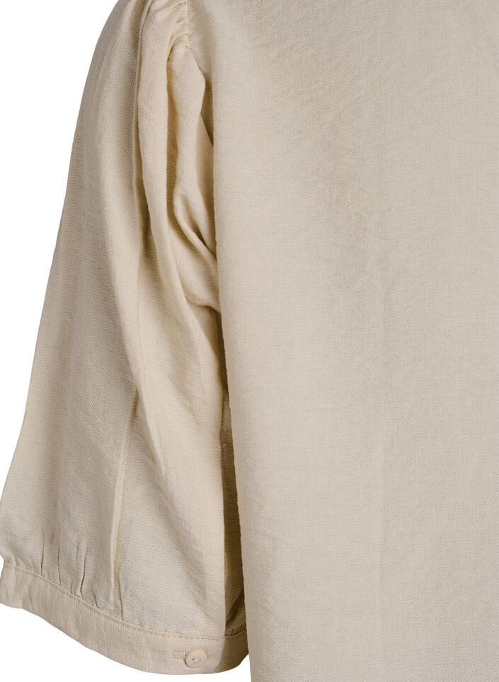 Chemisier en viscose &agrave; manches mi-longues, Beige, Packshot image number 3