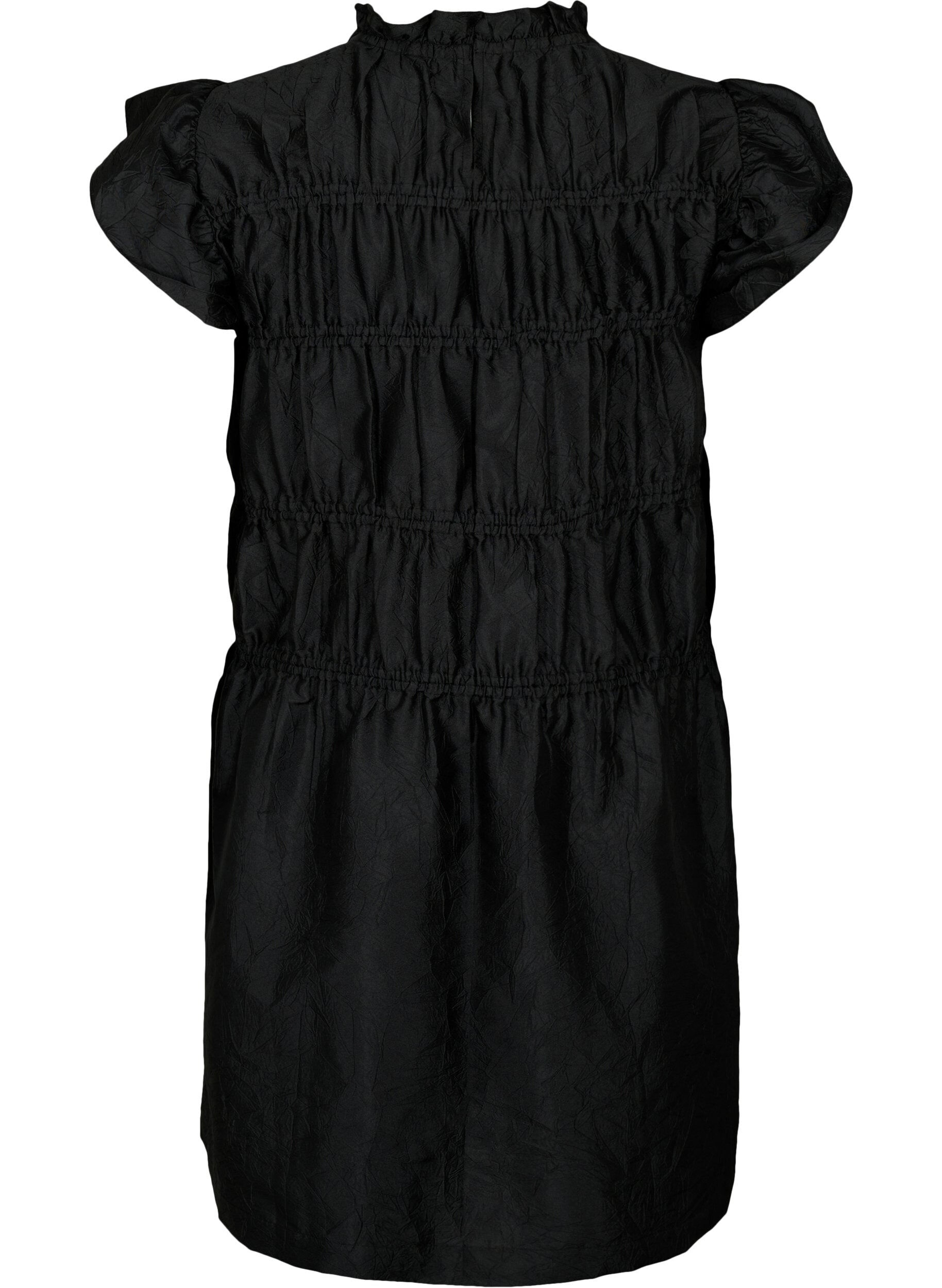 Zizzi Robe avec volants et lignes de coupe &eacute;lastiques, Black, Packshot image number 1