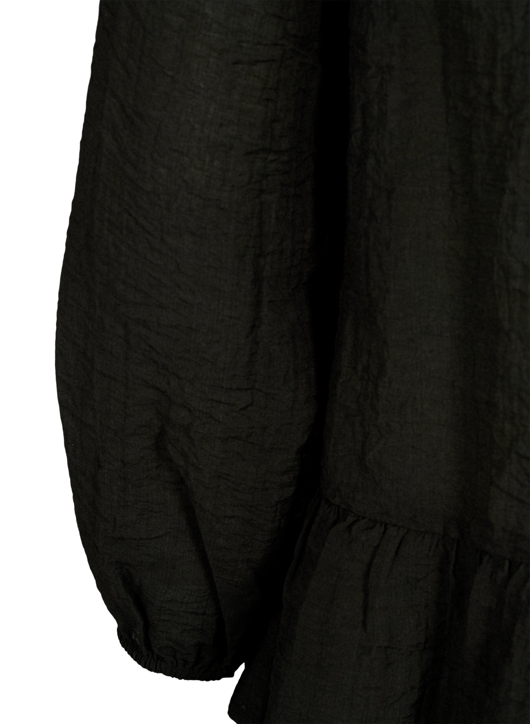 Zizzi Chemisier en viscose avec p&eacute;plum, Noir, Packshot image number 3