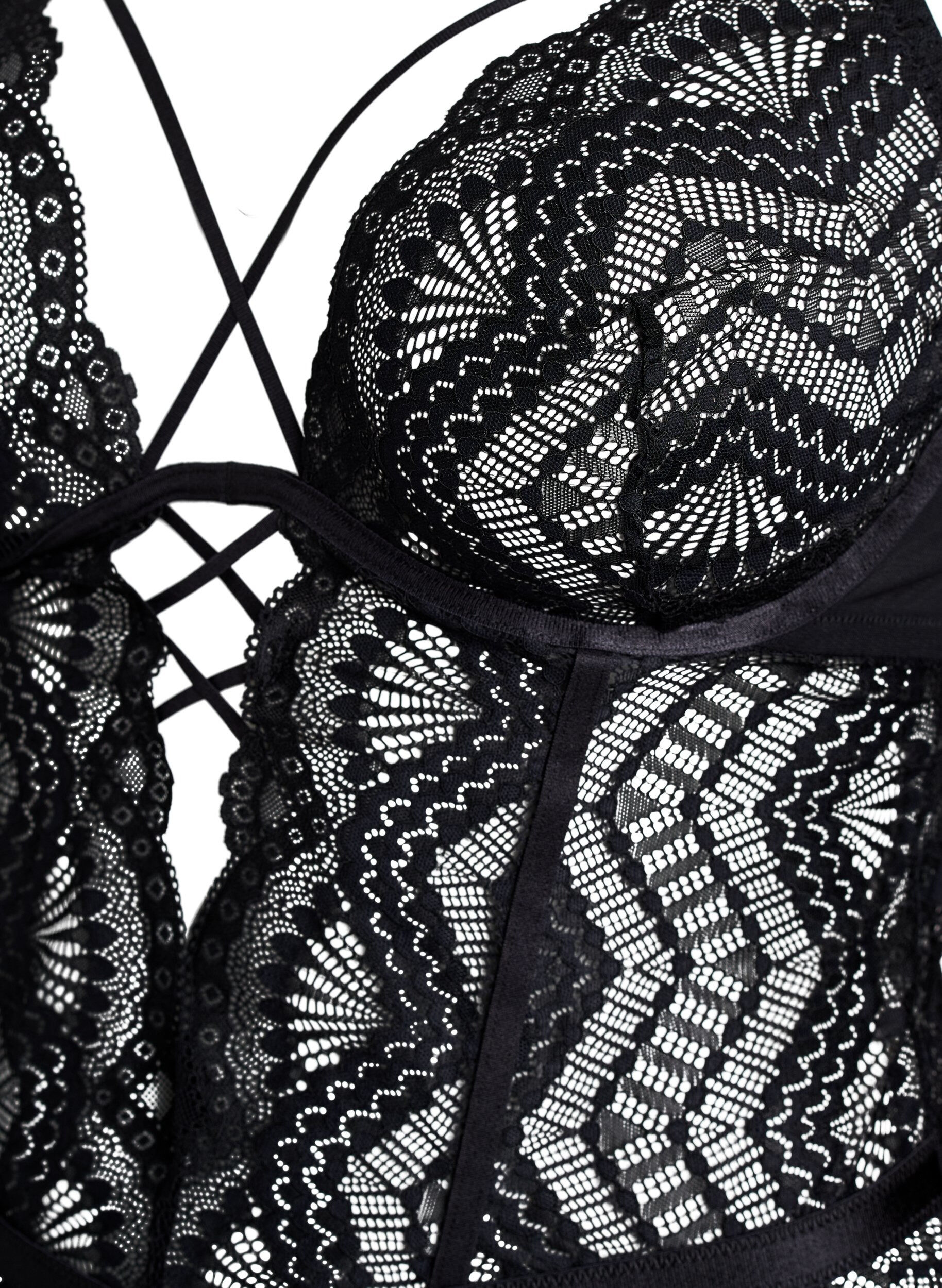 ZizziBody en dentelle avec d&eacute;tails lac&eacute;s, Noir, Packshot image number 2