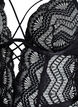 Body en dentelle avec d&eacute;tails lac&eacute;s, Noir, Packshot image number 2
