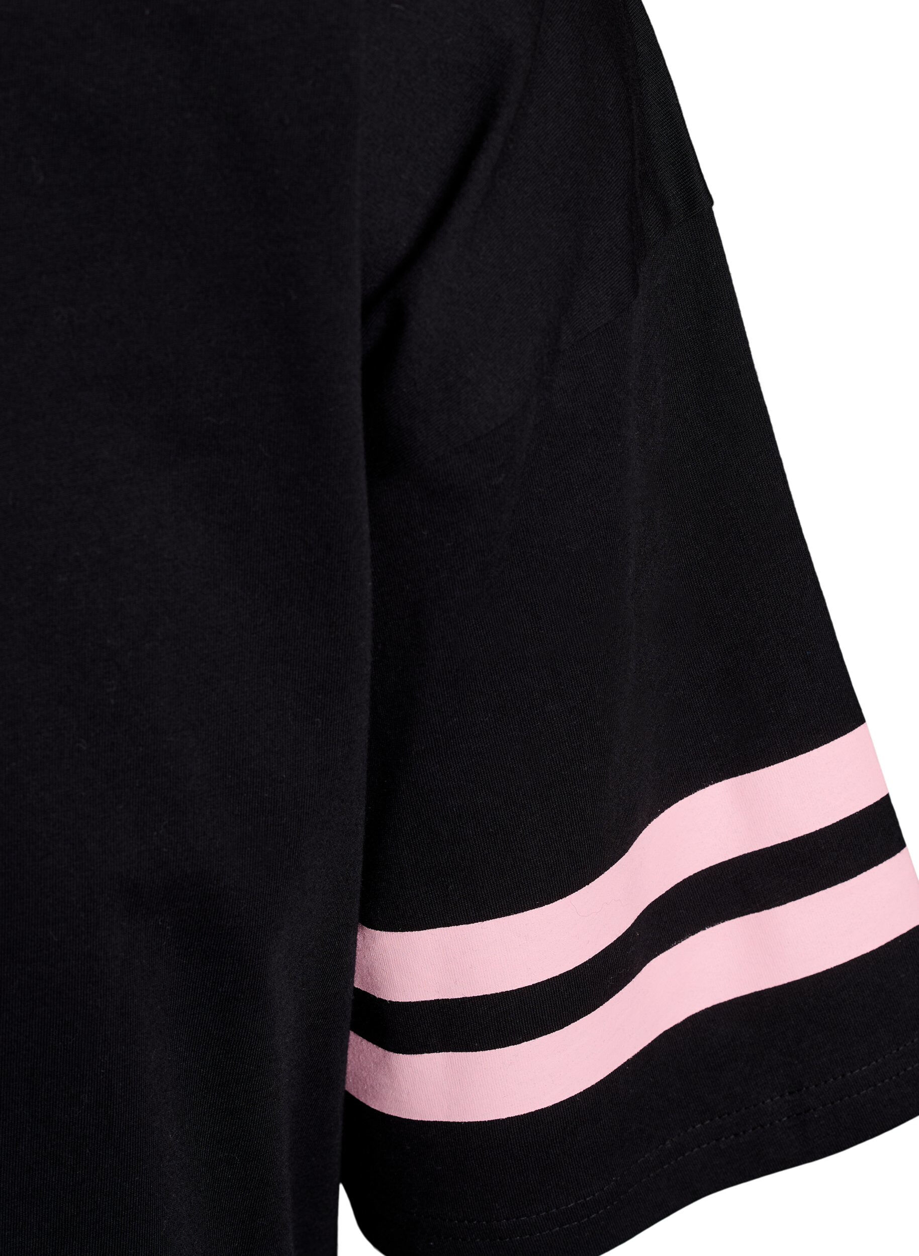 Zizzi T-shirt coll&egrave;ge oversize et sportif, Noir, Packshot image number 3