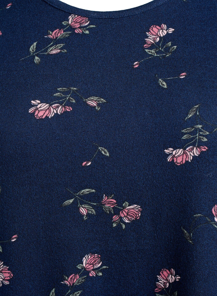 Chemisier floral &agrave; manches longues, Bleu, Packshot image number 2