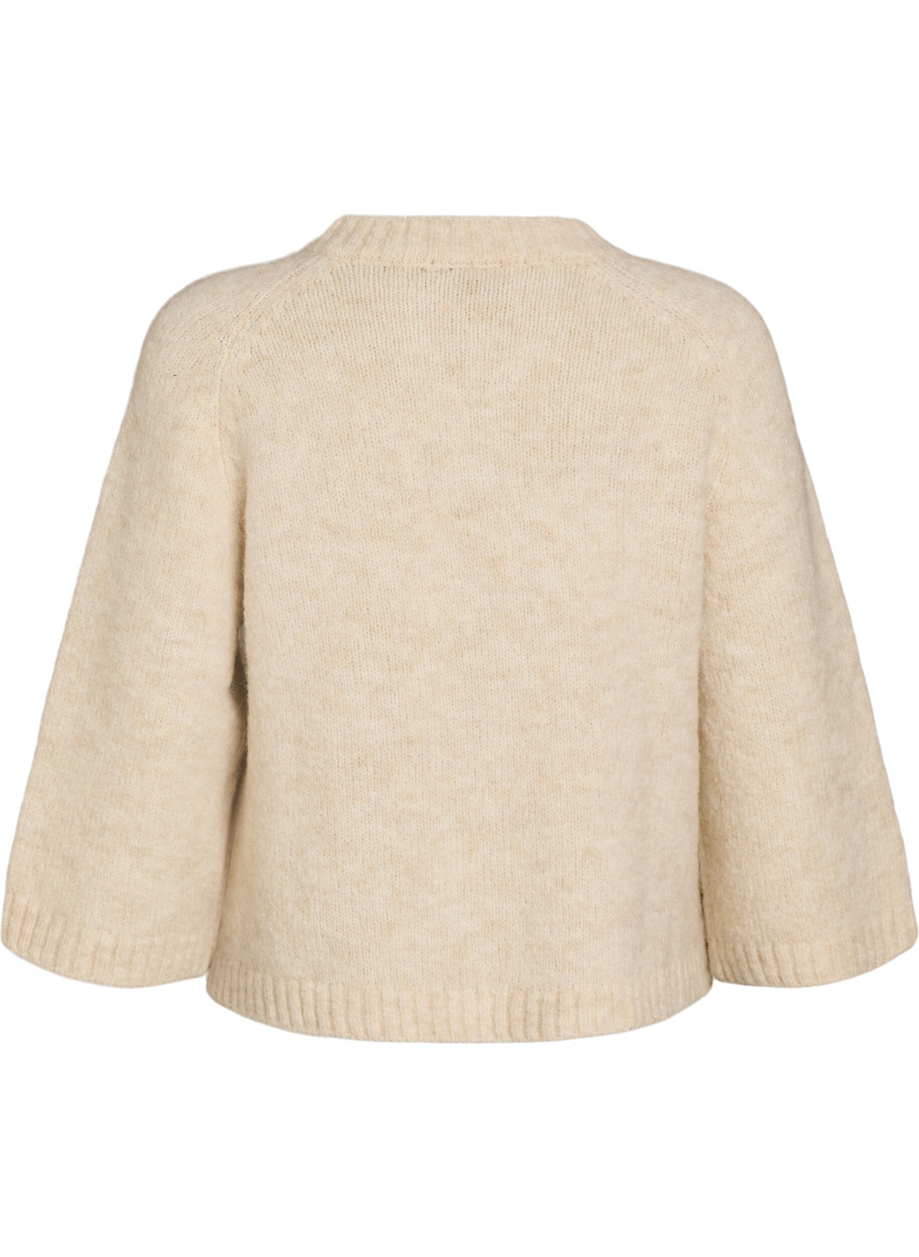 ZizziCardigan en m&eacute;lange de laine avec manches trois-quarts, Beige, Packshot image number 1