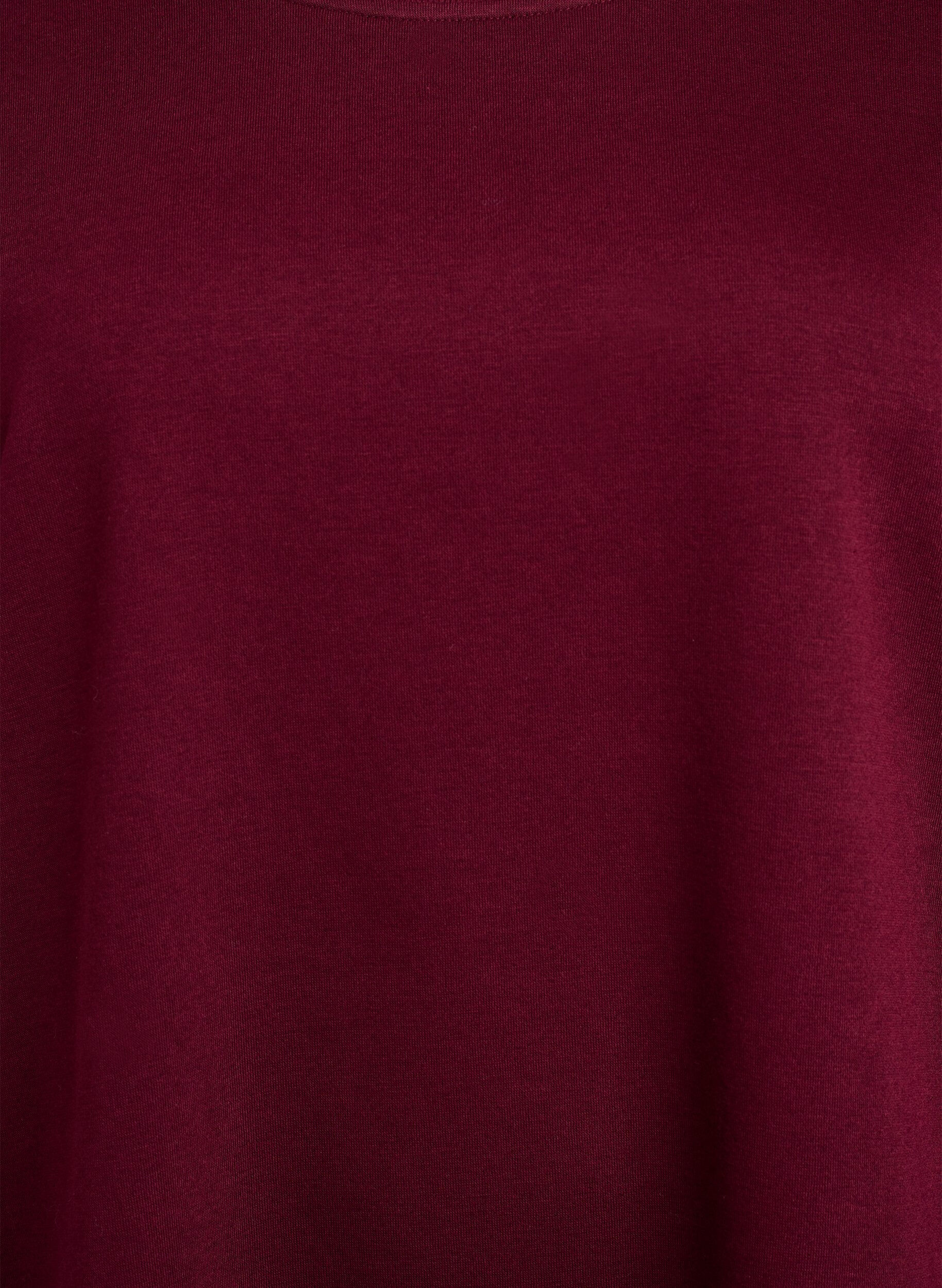 Zizzi Robe sweat mi-longue avec franges, Bordeaux fonc&eacute;, Packshot image number 2