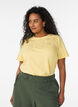 T-shirt en coton biologique avec broderie ajour&eacute;e, Jaune clair, Model image number 0