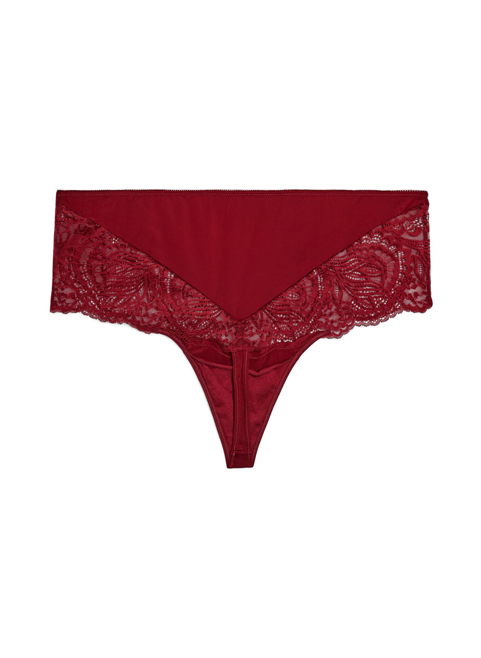 ZizziString hipster taille haute avec dentelle, Rouge, Packshot image number 1