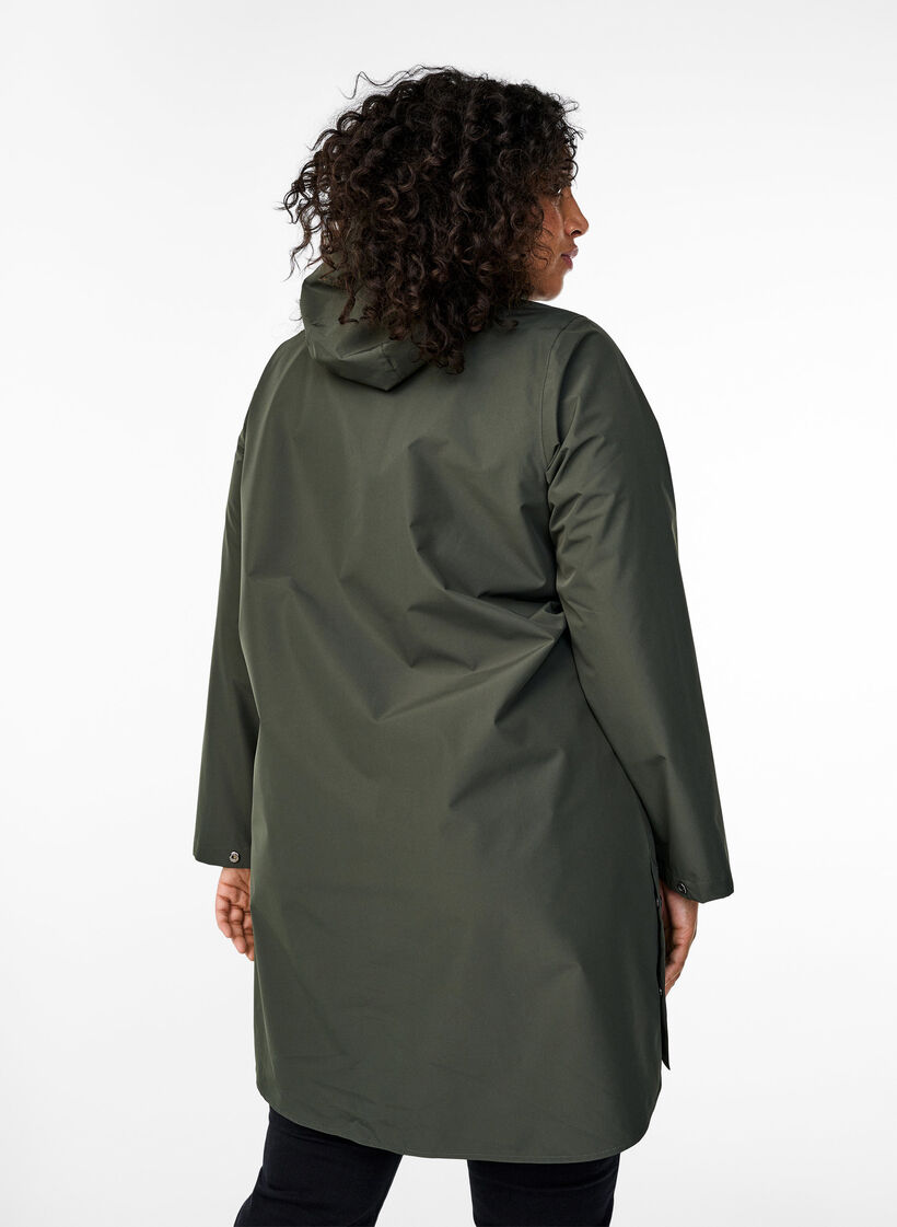 Veste de pluie avec poches et capuche, Vert, Model image number 2