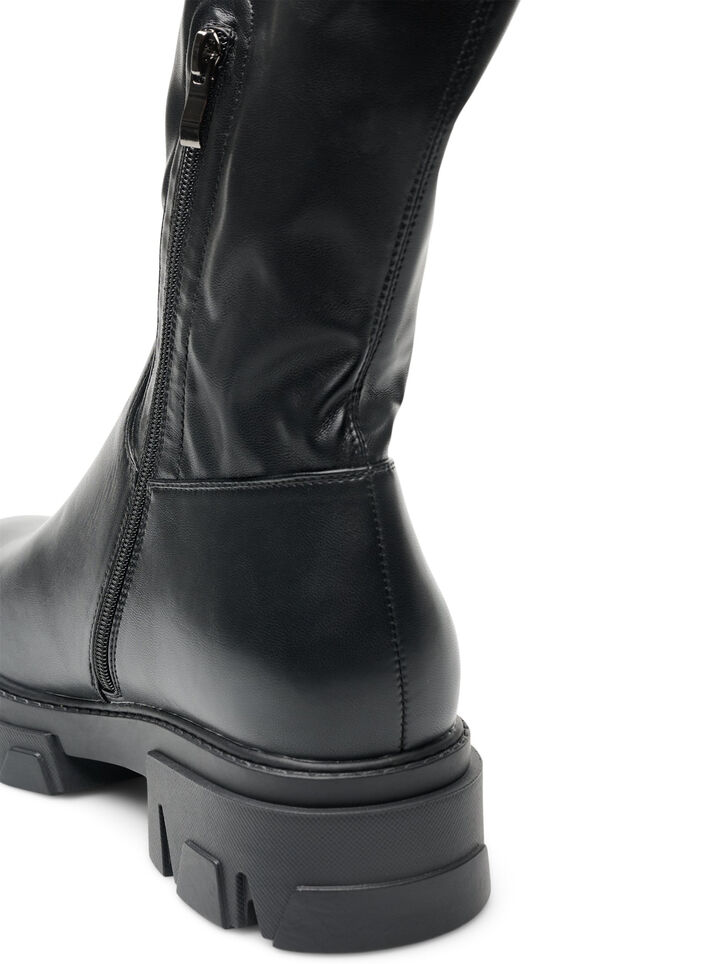 Botte haute en similicuir &agrave; semelle &eacute;paisse, Noir, Packshot image number 2