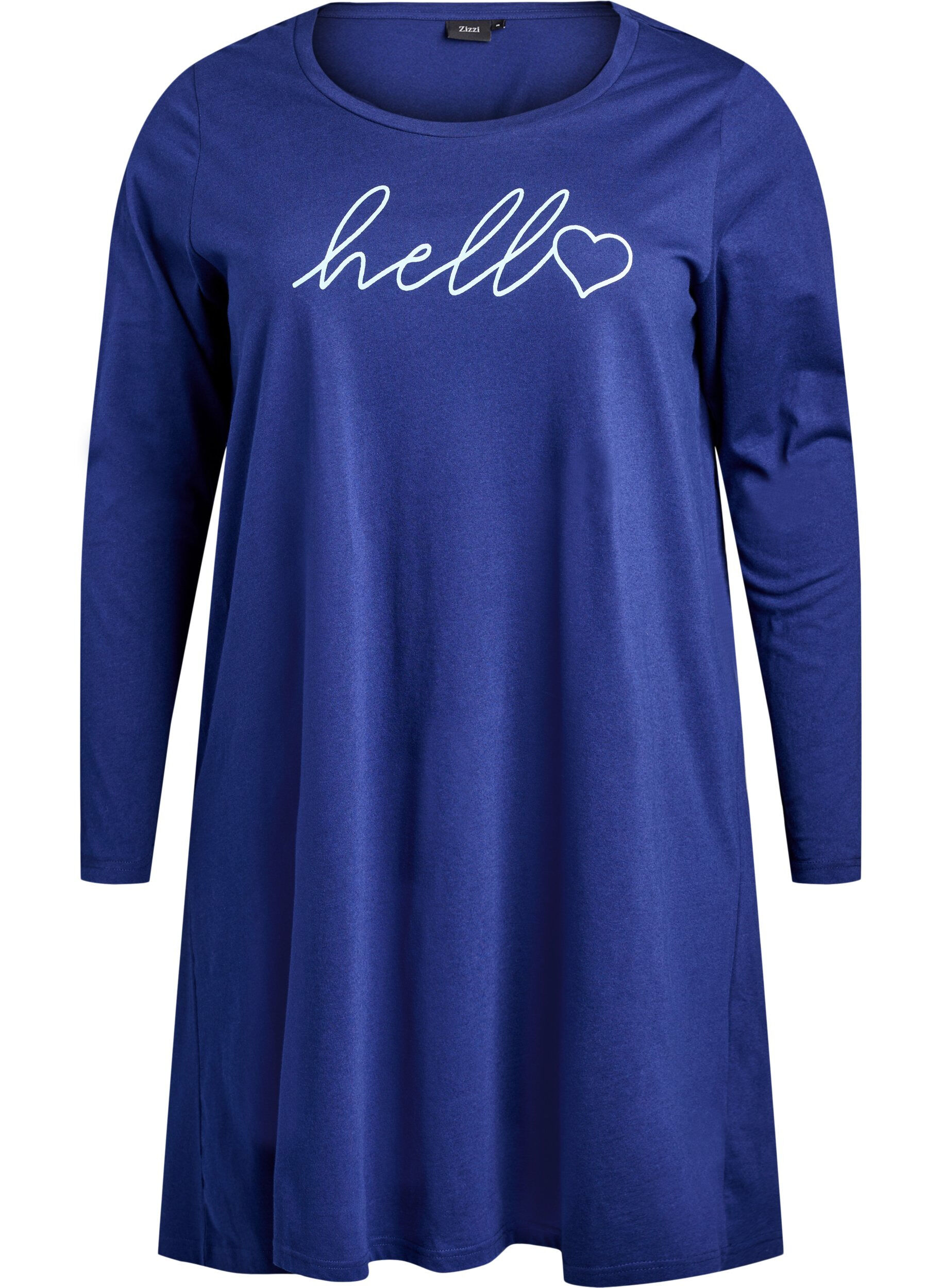 Chemise de nuit &agrave; manches longues en coton bio