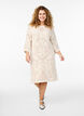 Robe en maille avec motif ajouré et manches 3/4, Beige, Model image number 0
