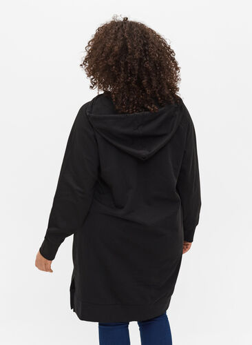 Robe pull à capuche, Black Solid, Model image number 1