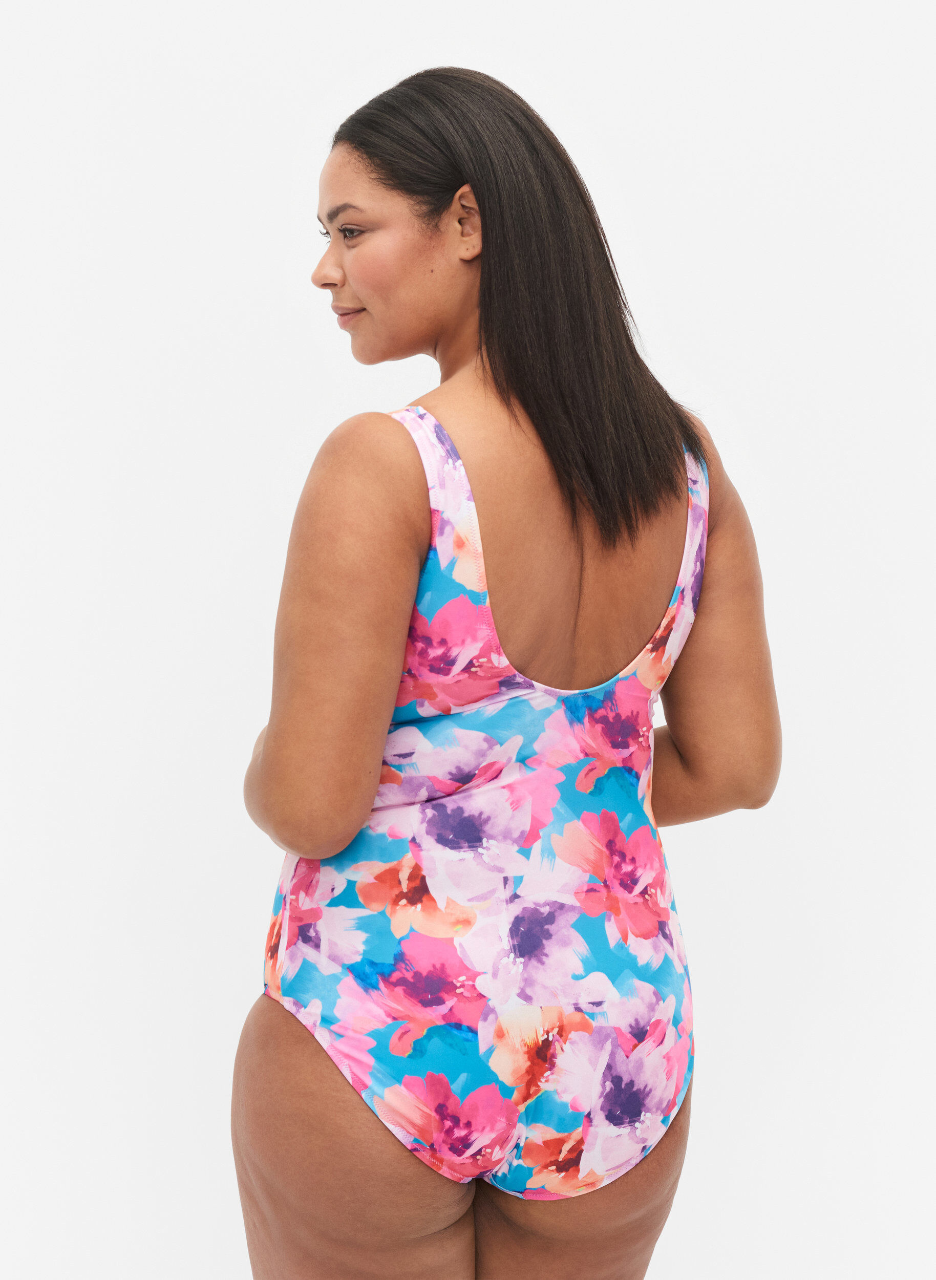 Zizzi Maillot de bain avec imprim&eacute;, Pink Flower, Model image number 1