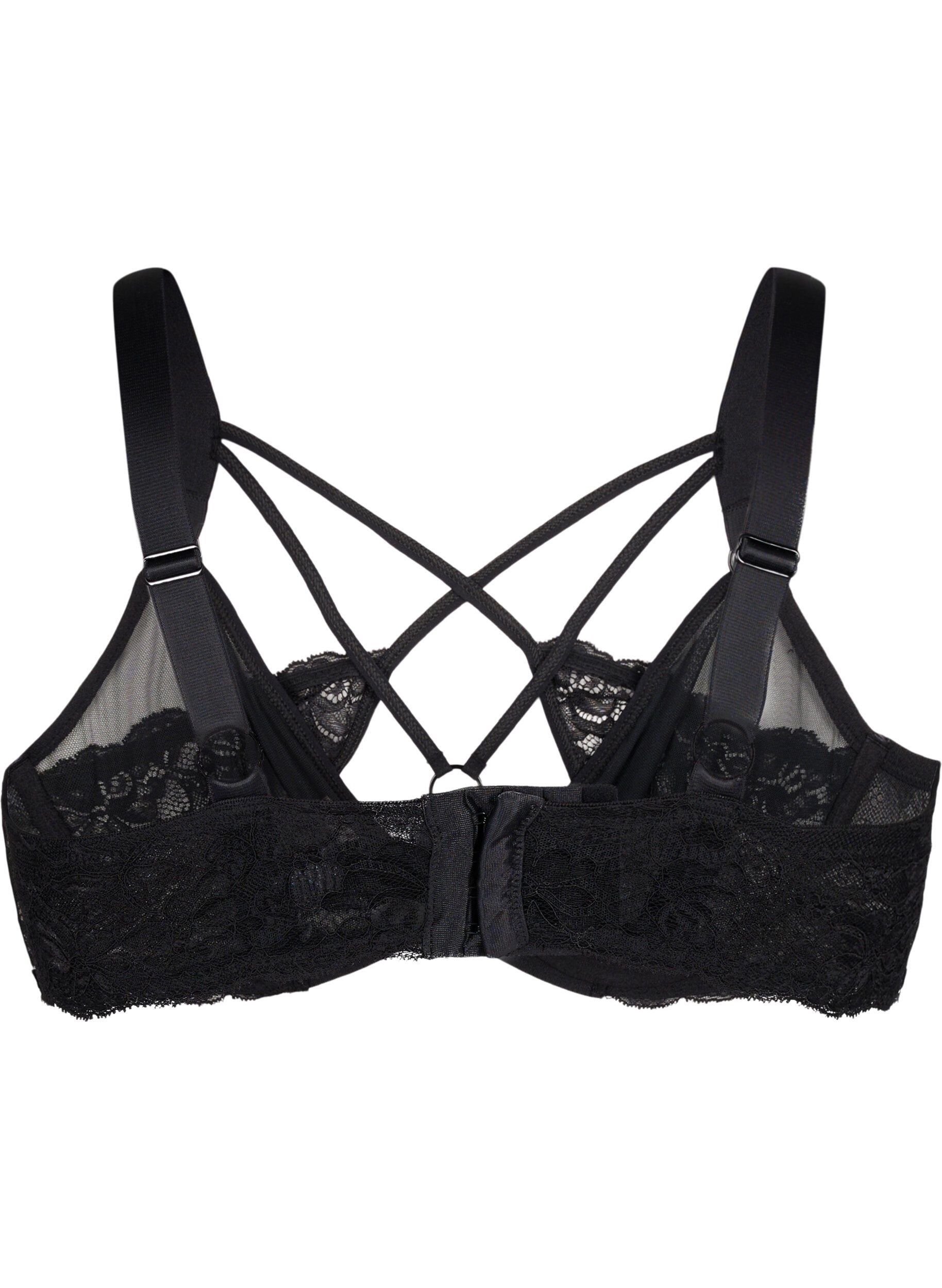 Zizzi Soutien-gorge couvrant avec cordon et dentelle, Black, Packshot image number 1