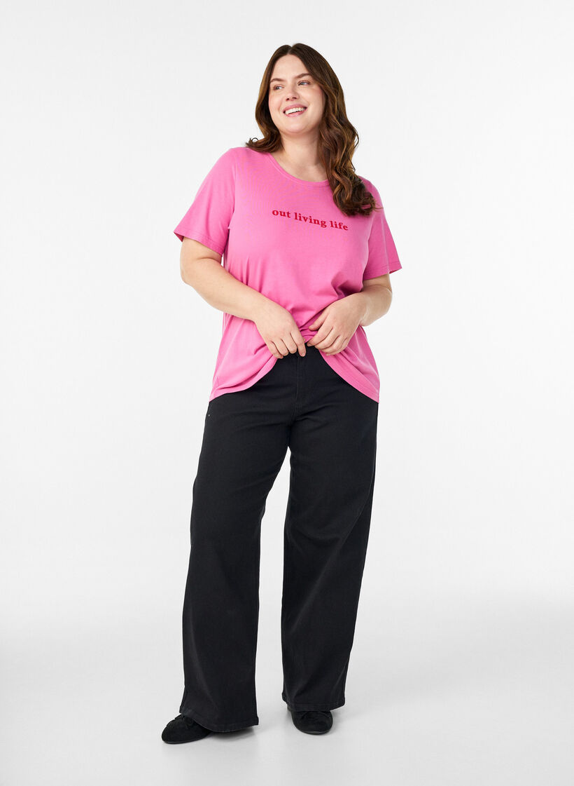 T-shirt imprim&eacute;, Rose, Model image number 1