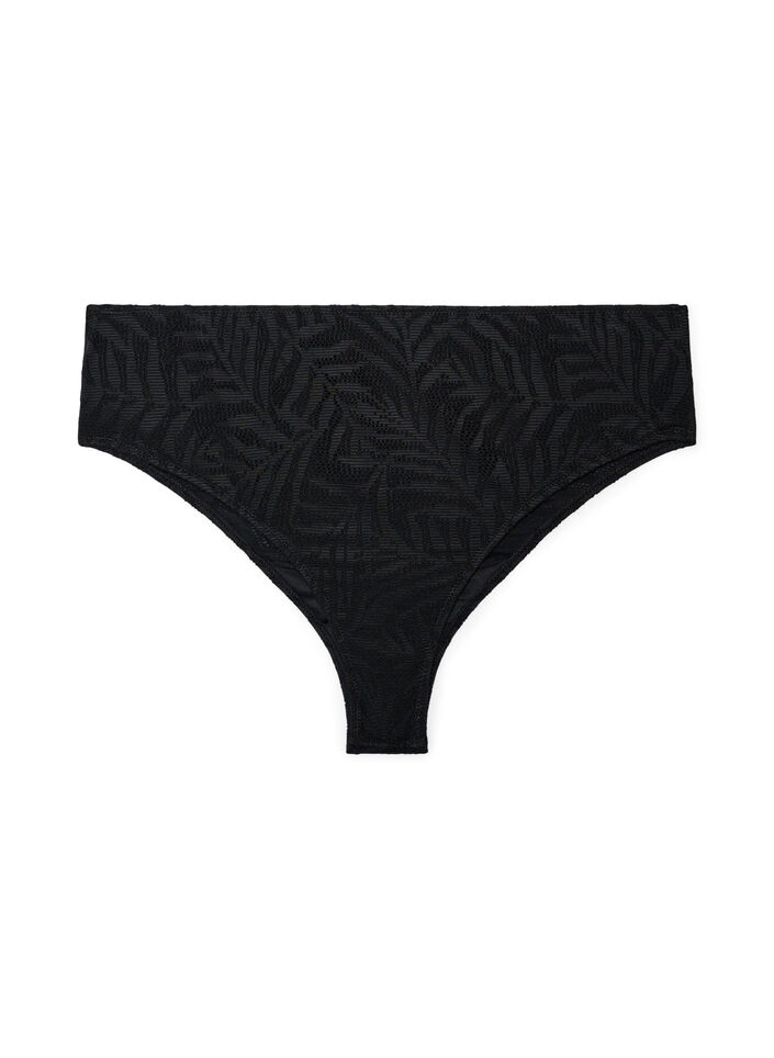 Culotte de bikini br&eacute;silienne en maille structur&eacute;e, Noir, Packshot image number 1