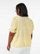 Blouse en m&eacute;lange de viscose textur&eacute;, avec manches courtes &agrave; volants, Jaune, Model image number 2