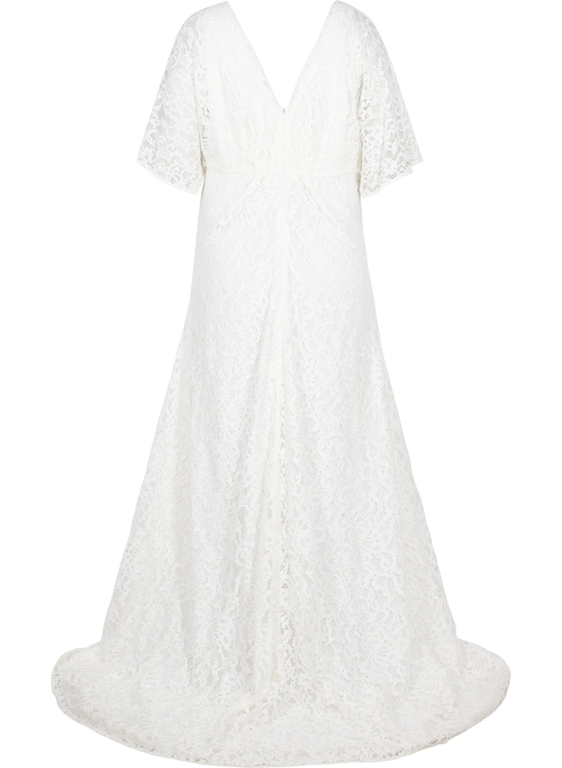 Zizzi Robe de mari&eacute;e en dentelle avec fente, Star White, Packshot image number 1