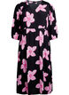 Robe mi-longue avec imprimé floral et manches 3/4, Noir, Packshot image number 0