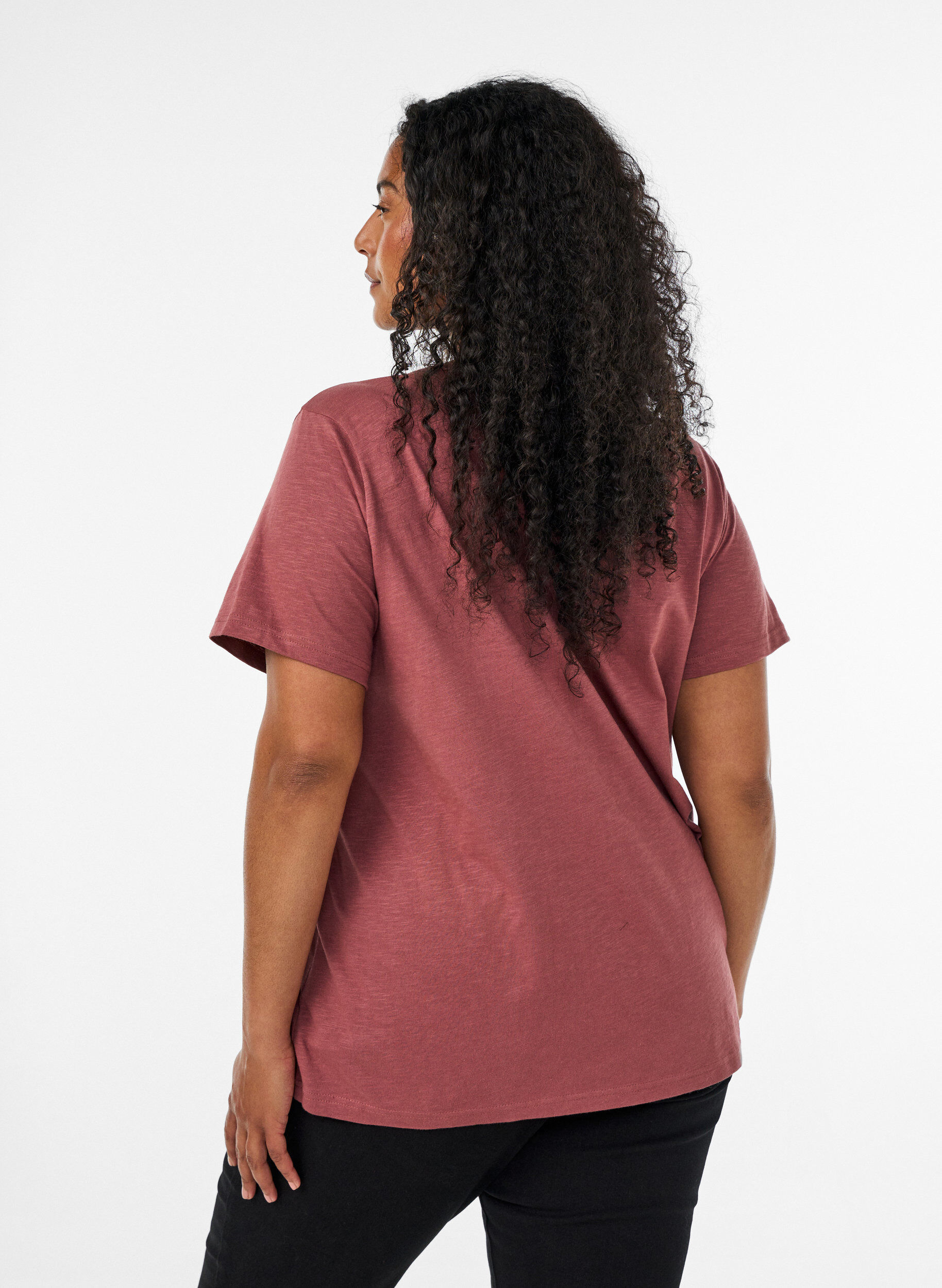 ZizziT-shirt dot&eacute; de boutons, Marron, Model image number 2
