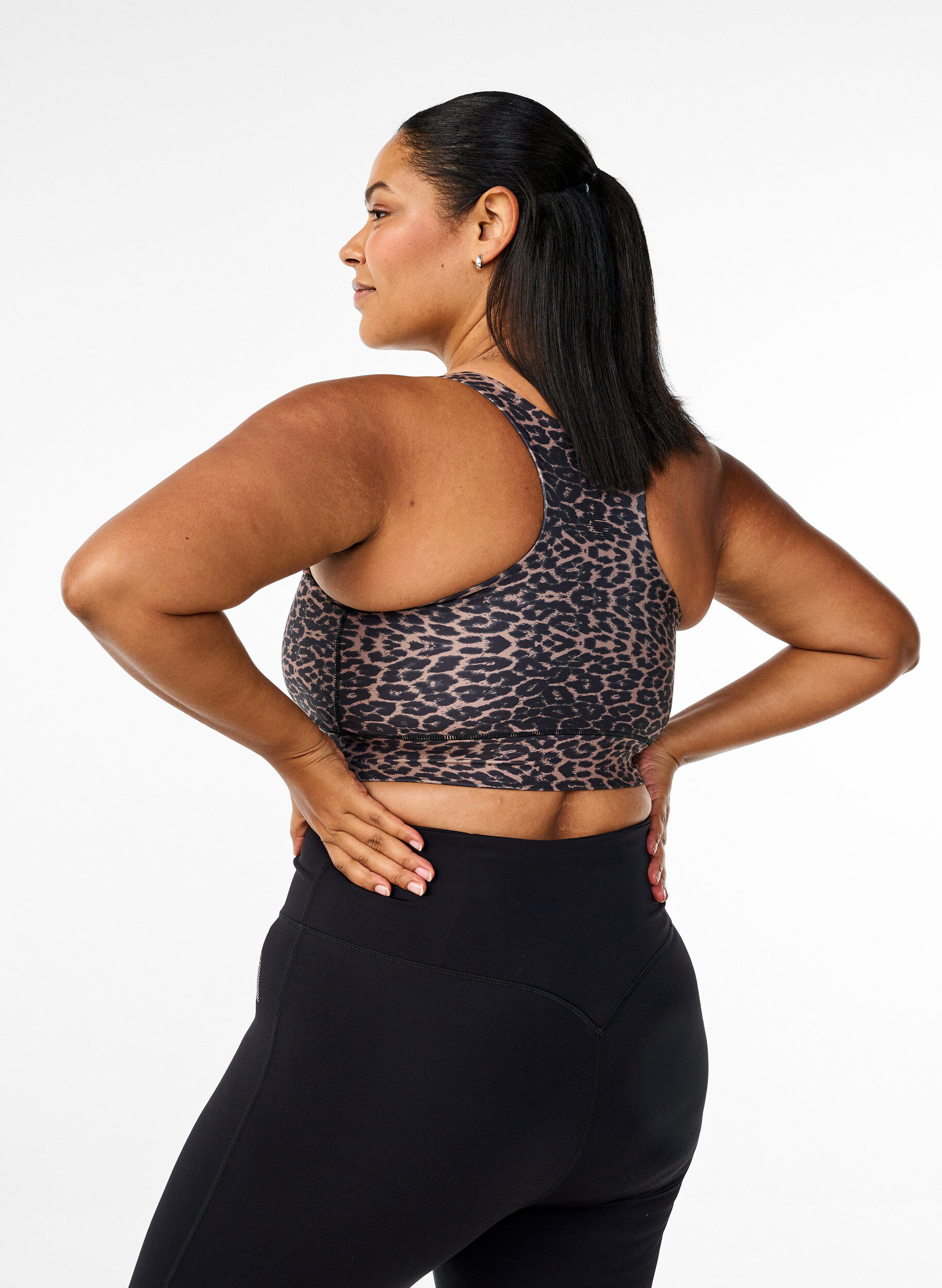 Zizzi Soutien-gorge de sport &agrave; dos nageur et imprim&eacute; l&eacute;opard, Marron, Model image number 2