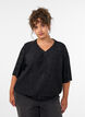 Blouse avec texture ondul&eacute;e et coupe ballon, Noir, Model image number 0