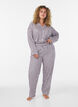 Pantalon de pyjama taille haute en coton, Bordeaux, Model image number 0