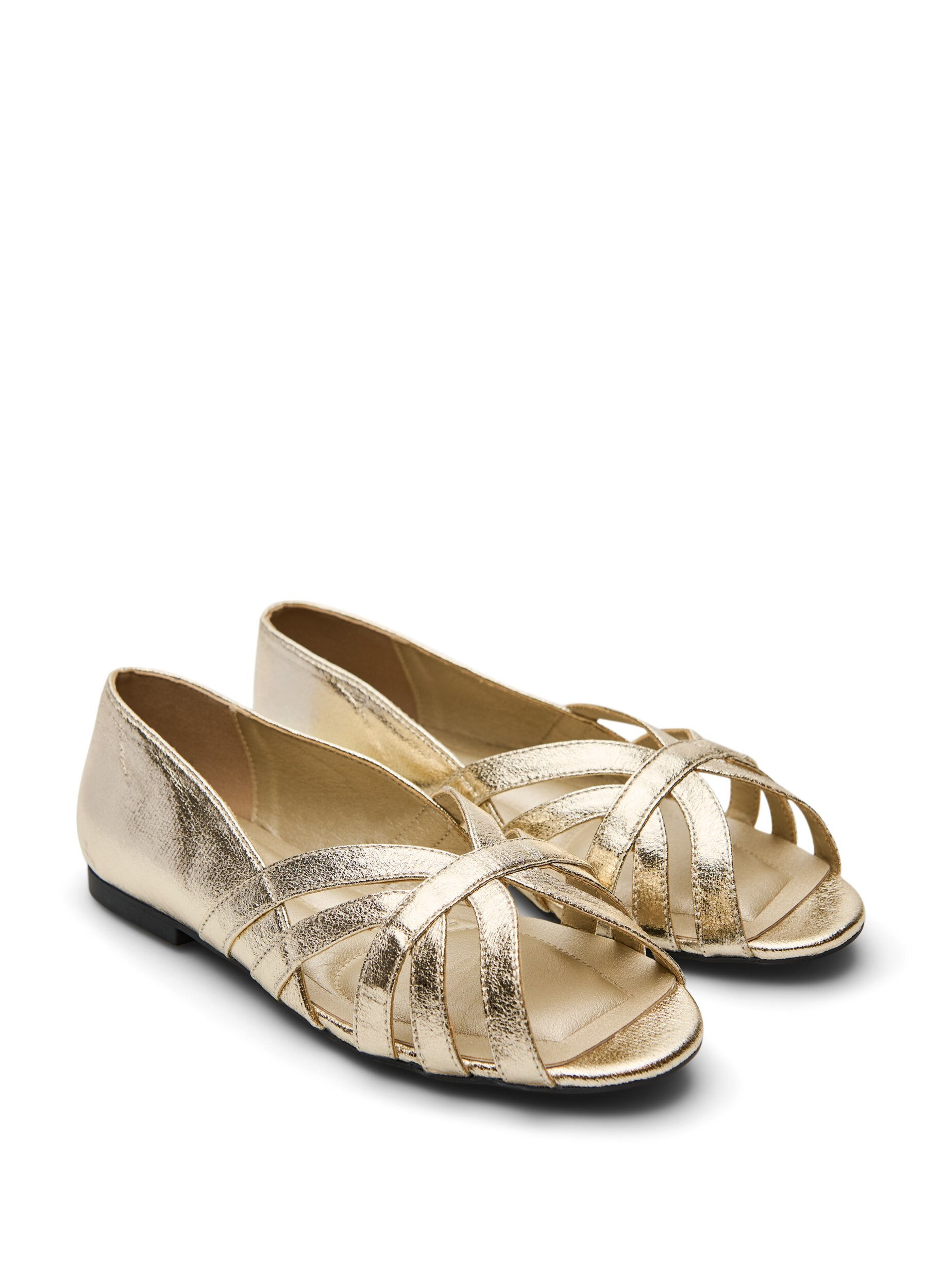 Zizzi Ballerine dor&eacute;e avec brides crois&eacute;es, Dor&eacute;, Packshot image number 1