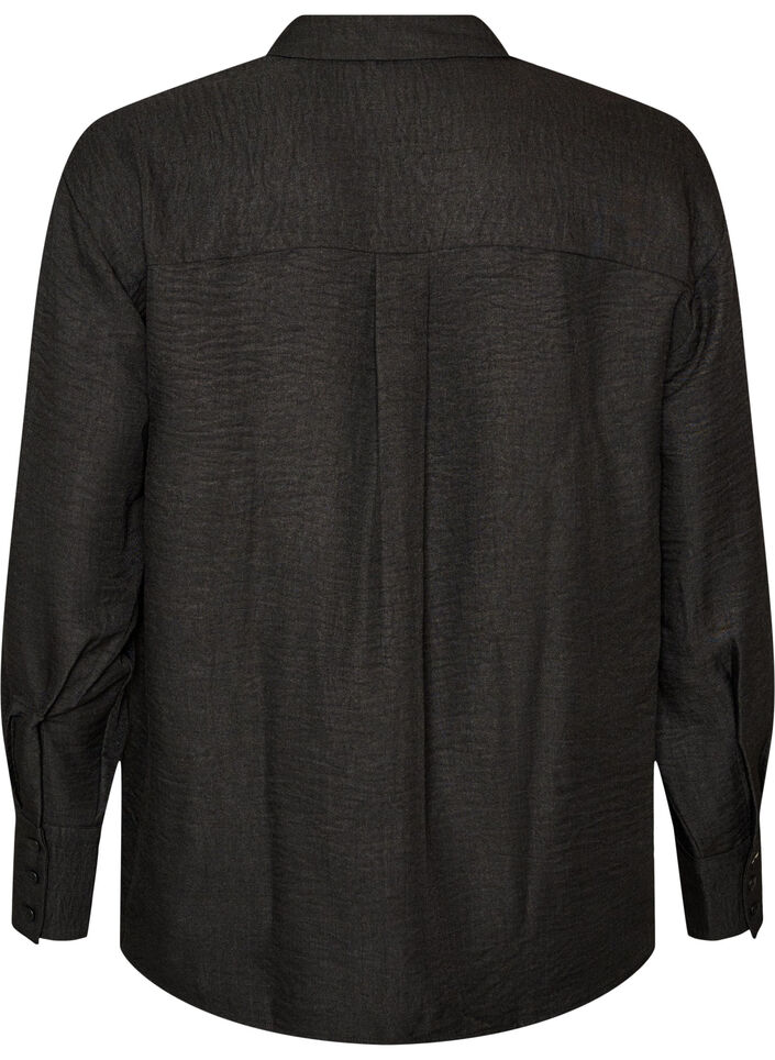 Chemise ample avec col en V, Noir, Packshot image number 1