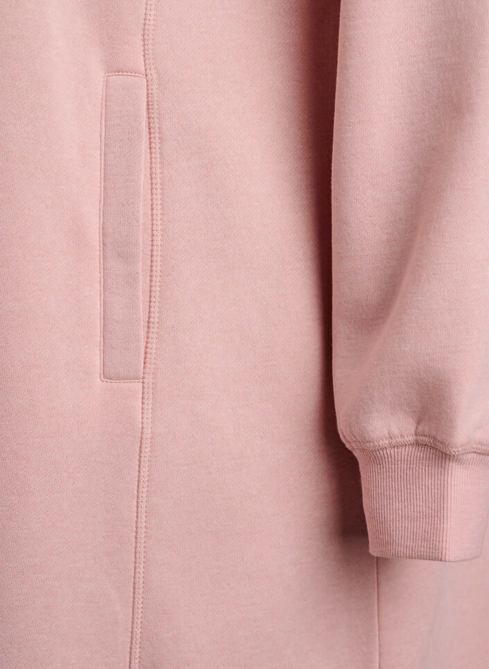 Robe sweat-shirt courte &agrave; col montant et poches, Rose poudr&eacute;e, Packshot image number 3