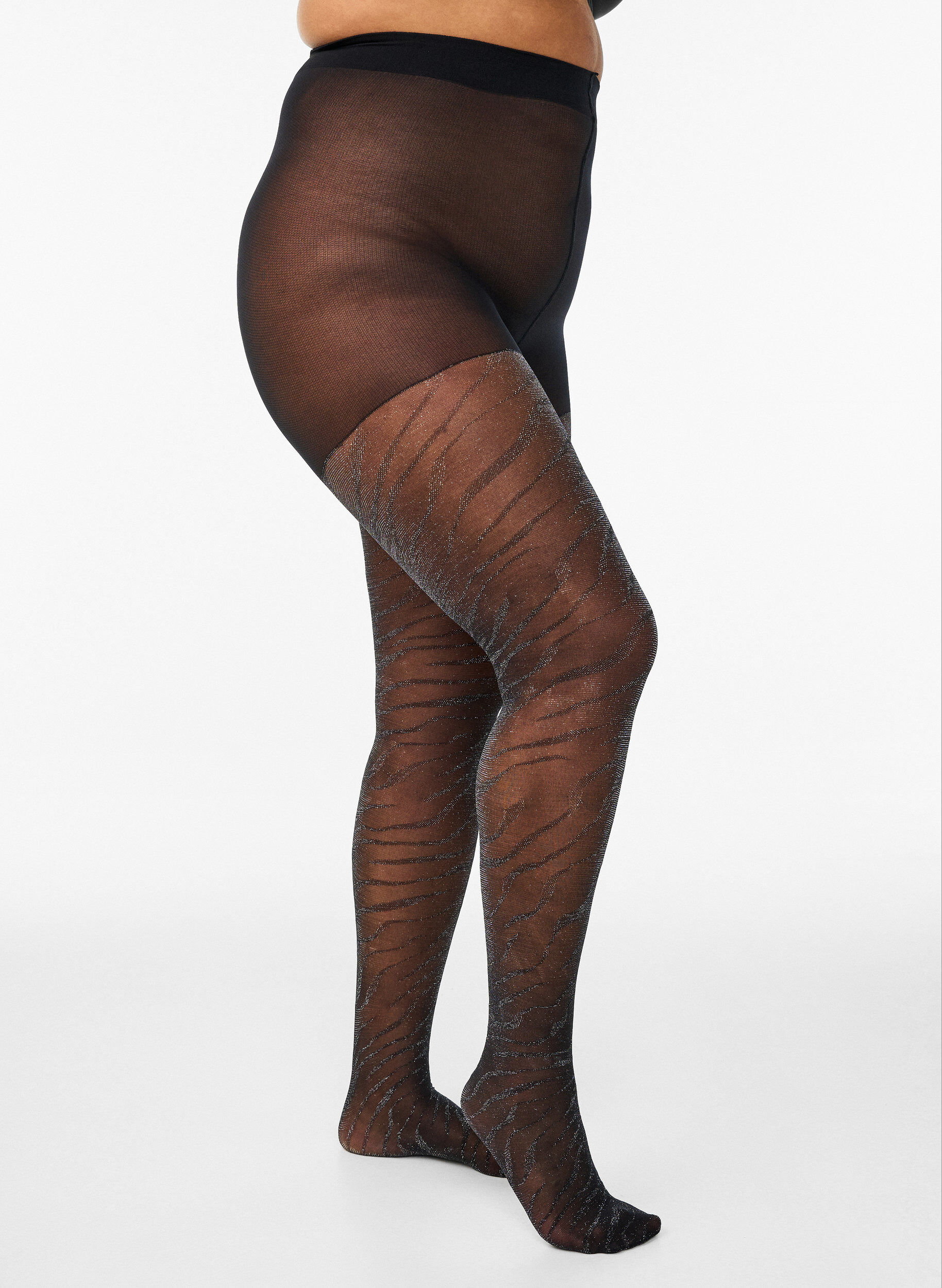 Collants &agrave; motif z&egrave;bre paillet&eacute; et 30 deniers