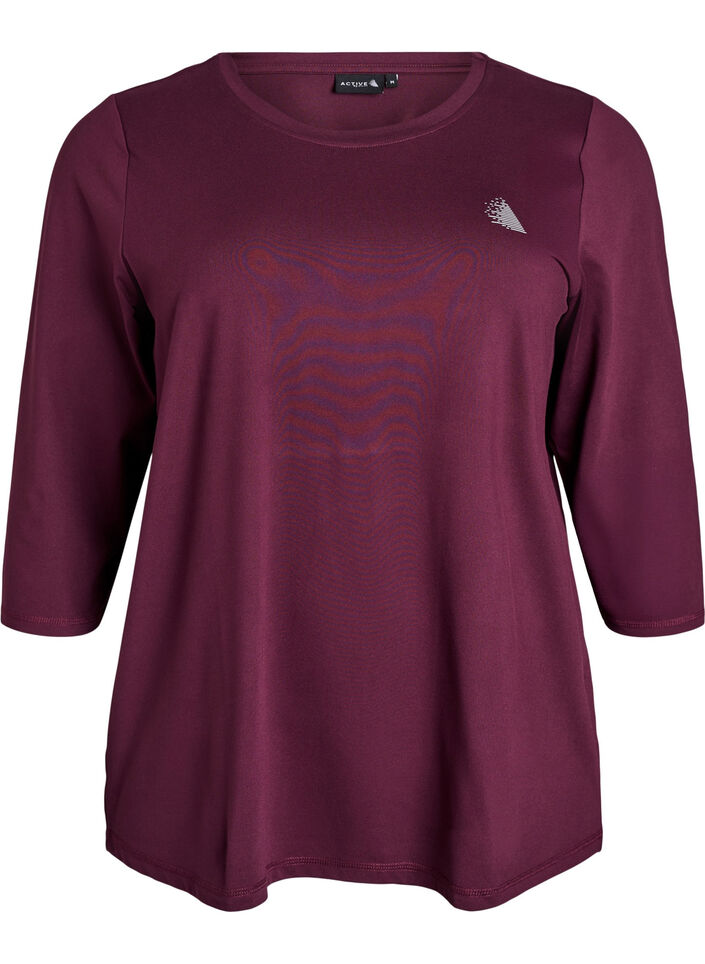 Haut de sport &agrave; manches 3/4, Bordeaux, Packshot image number 0