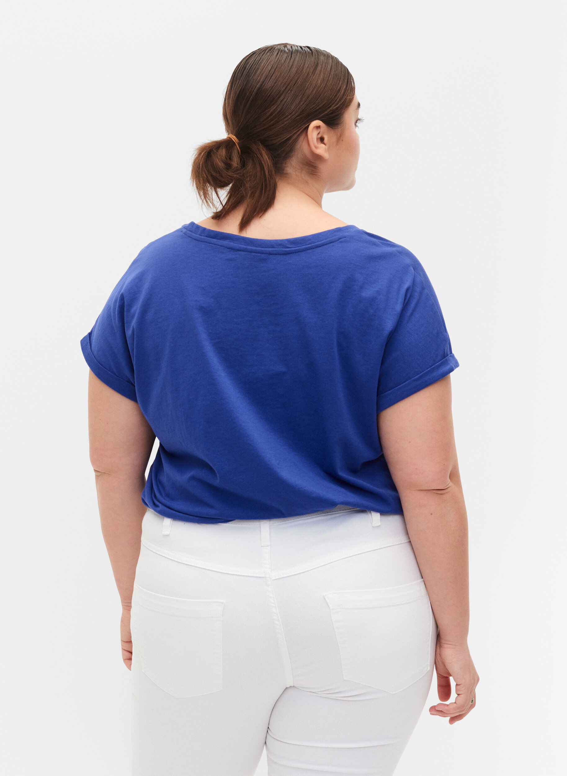 ZizziT-shirt &agrave; manches courtes en coton m&eacute;lang&eacute;, Bleu, Model image number 2