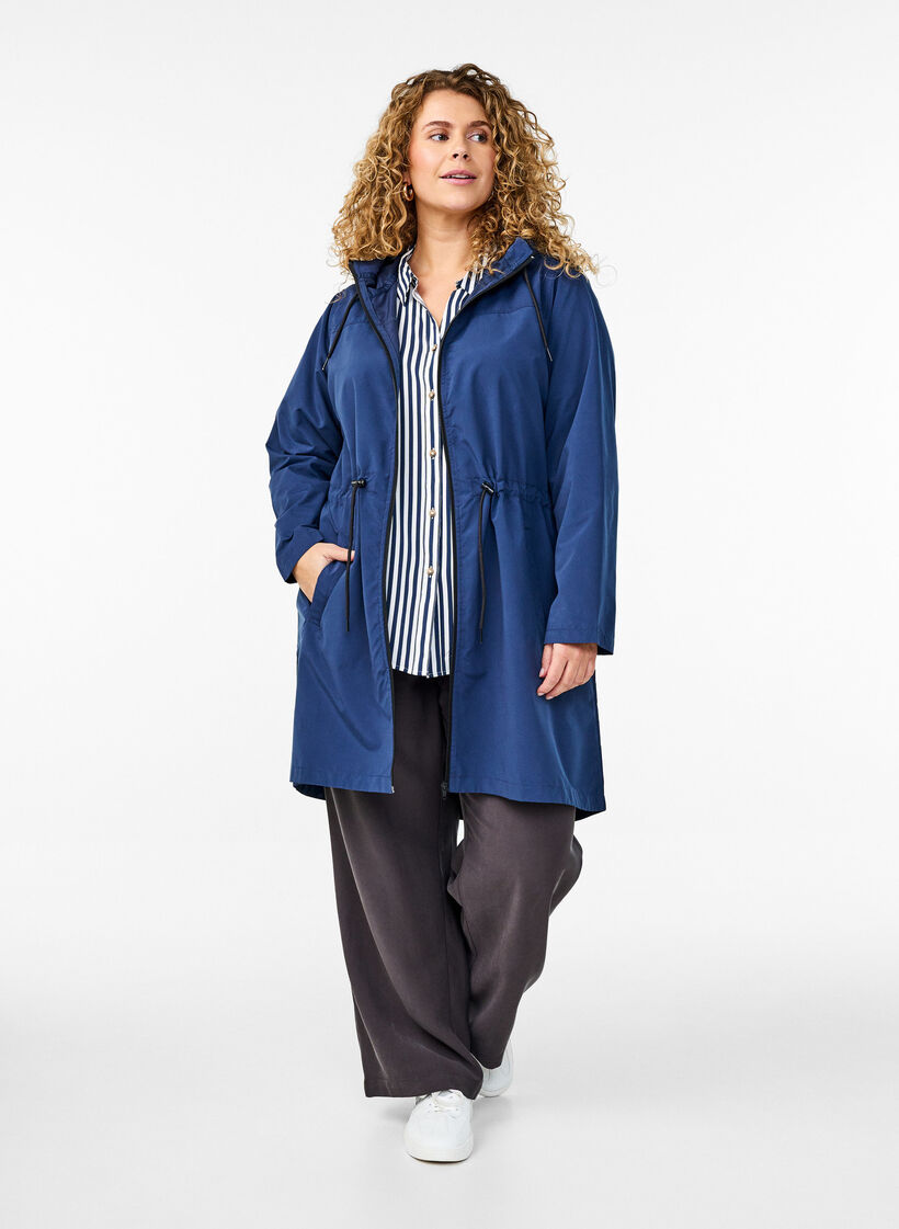 Parka l&eacute;g&egrave;re avec capuche, Bleu, Model image number 1