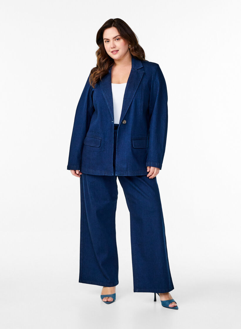 Blazer en denim avec des poches, Bleu, Model image number 1