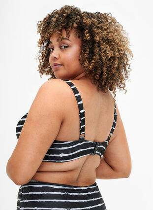 Soutien-gorge de bikini imprimé avec armature, Black White Stripe, Model image number 1