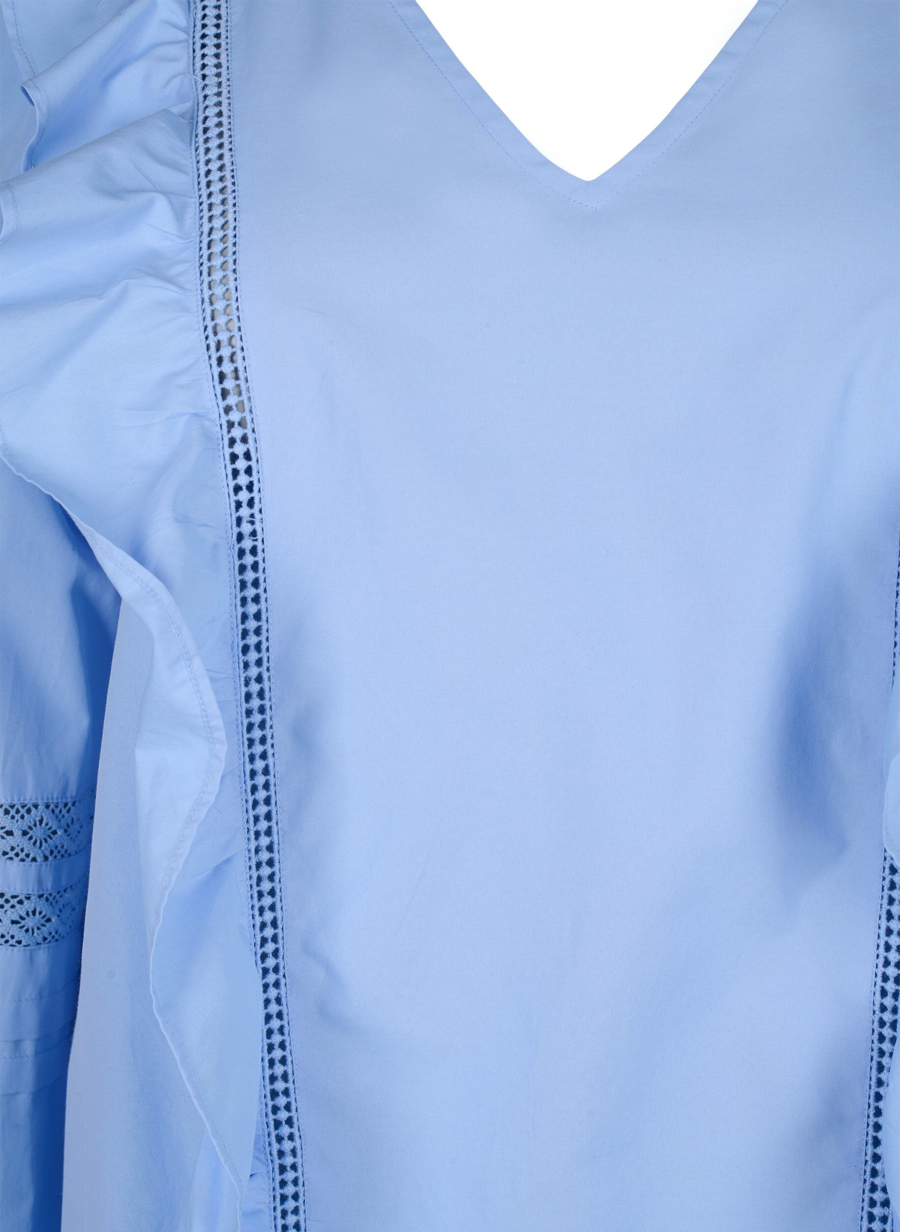 Zizzi Chemisier &agrave; volants et garniture en dentelle, Bleu Clair, Packshot image number 2