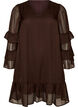 Robe courte avec manches transparentes &agrave; volants, Marron, Packshot image number 0
