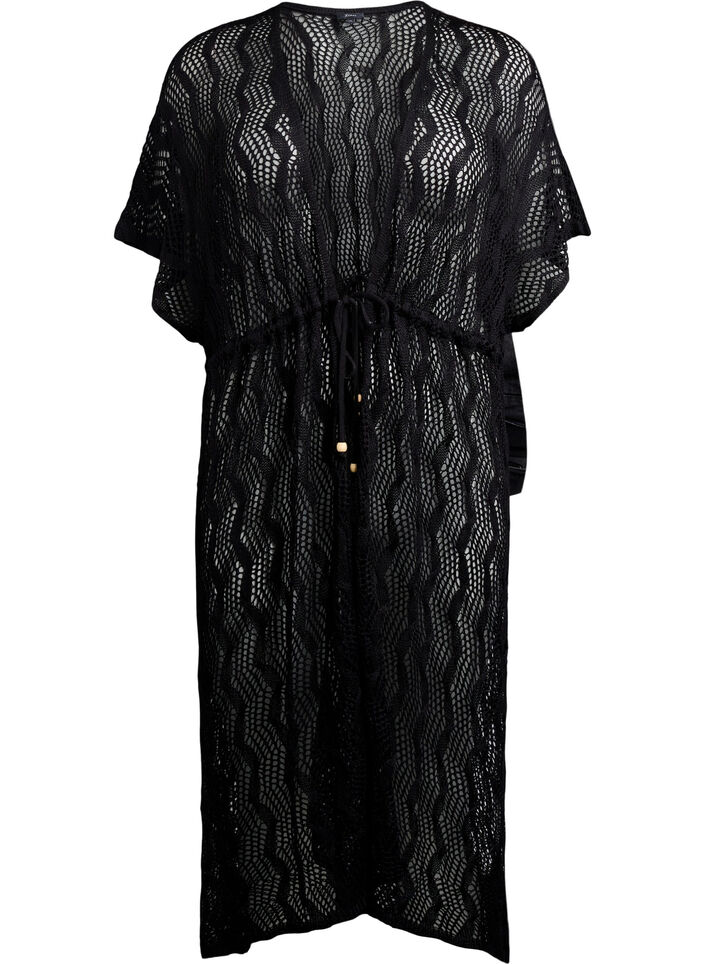 Kimono de plage avec ceinture &agrave; n&oelig;ud, Noir, Packshot image number 0