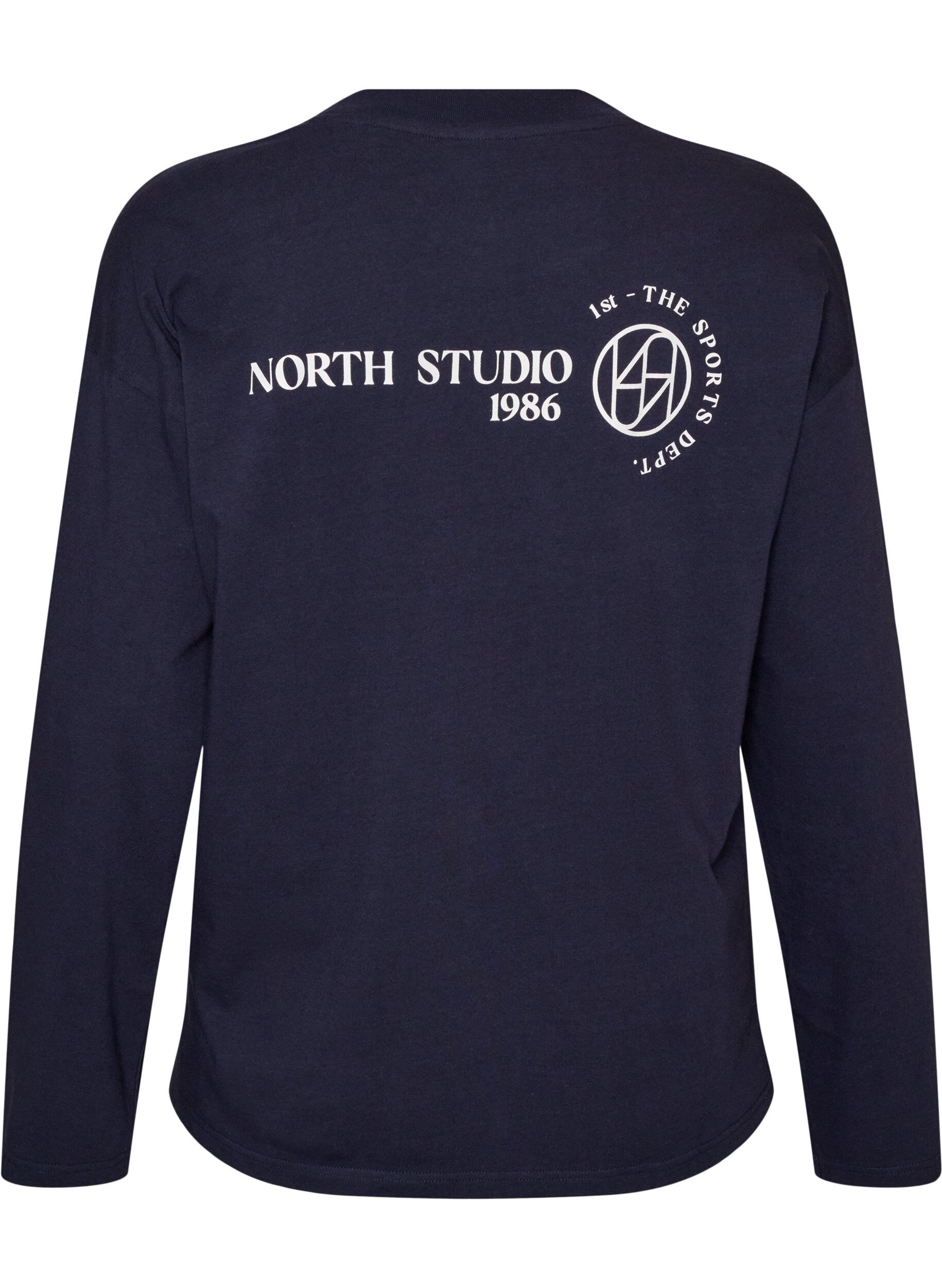 ZizziBlouse en jersey &agrave; manches longues avec inscription, Bleu, Packshot image number 1