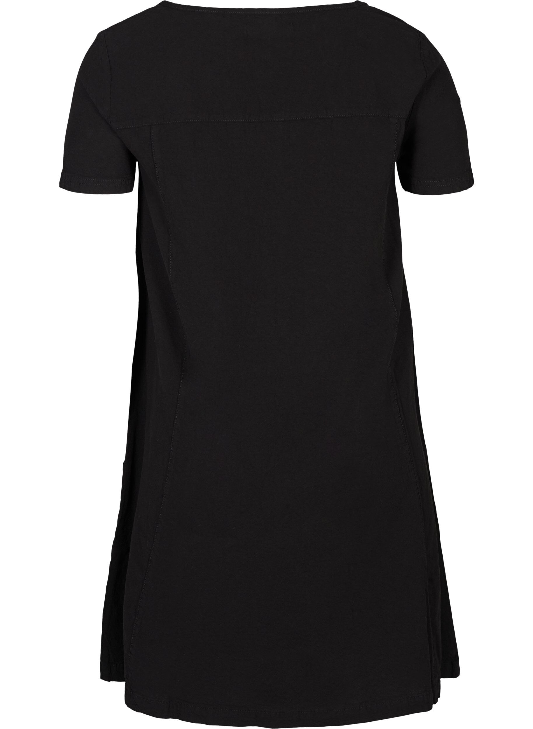 ZizziRobe &agrave; manches courtes en coton, Noir, Packshot image number 1