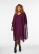 Robe courte en mousseline avec col en V, Violet, Model image number 0