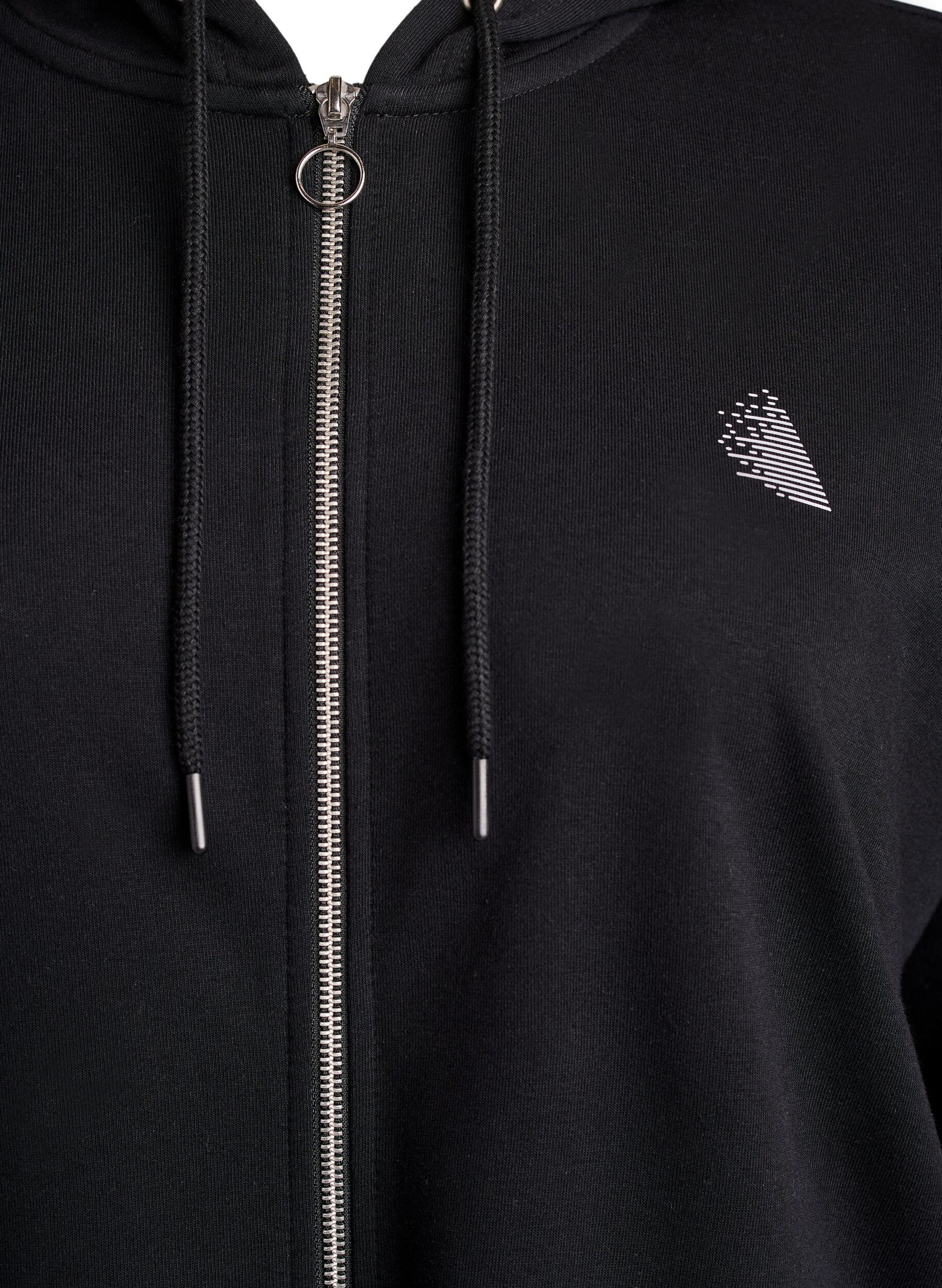 Zizzi Cardigan pull long avec d&eacute;tails imprim&eacute;s, Noir, Packshot image number 2