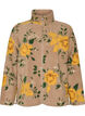Veste en polaire &agrave; motif floral avec col montant et fermeture zipp&eacute;e, Beige, Packshot image number 0